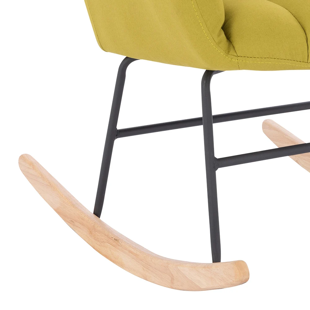 Modern Minimalist Living Room Bedroom Furniture Single Velvet Accent Chair Recliner Relax Wooden Base Rocking Chair