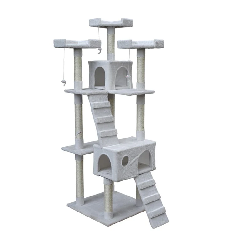 
Wholesale Deluxe Cat Tree Condo Furniture Scratching Sisal Post Pet House Play Toy Grey Cat Scratcher Tree 