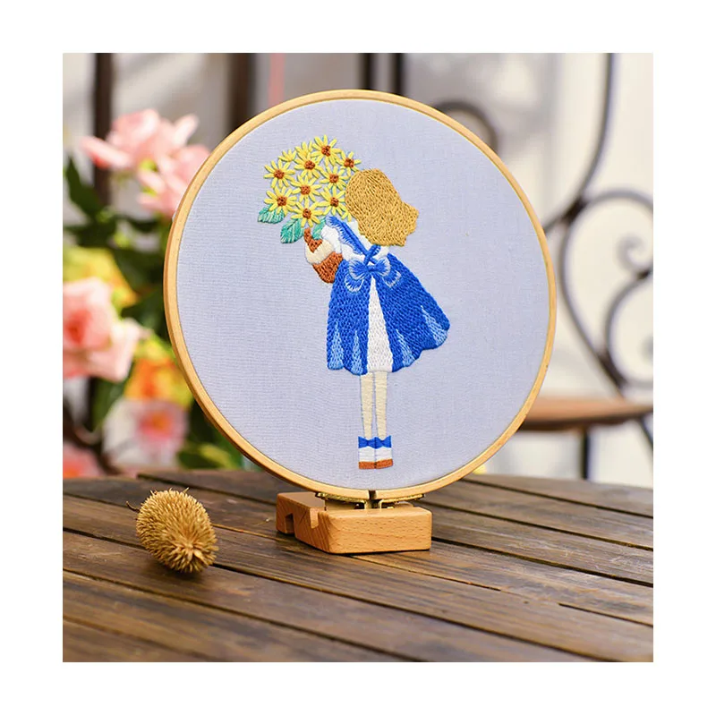 Набор для вышивания ручной работы Xiurun, Набор для вышивки штампами, Ручное шитье для начинающих, включая инструменты для ткани, Ki