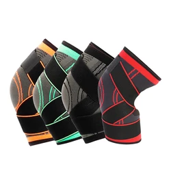 2021 New Arrivals 3D Knitted Elastic Nylon knee support Sleeve Compression Sports Knee Brace with belt