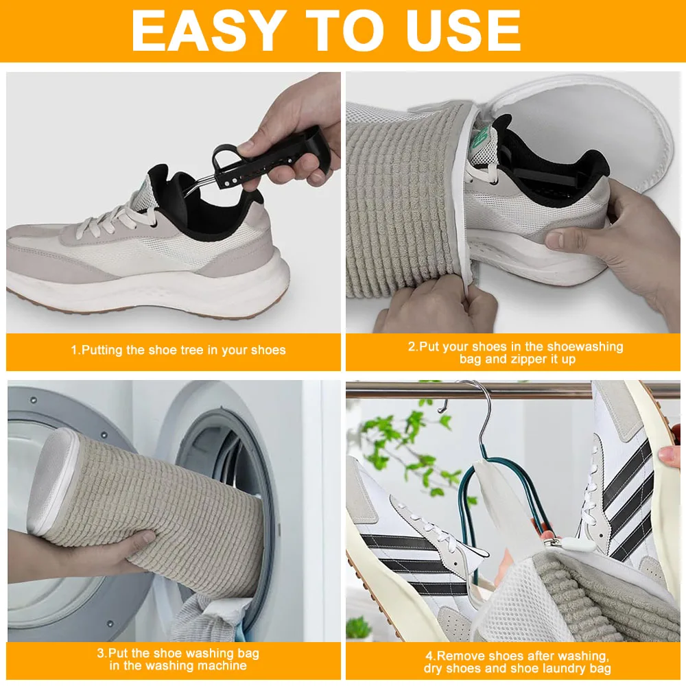 360 Wrap-Around Adjustable Shoe Washing Cleaner Bag Laundry wash Bag for washing machine