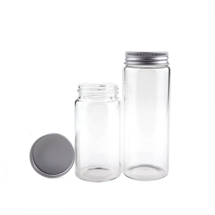 50ml 60ml 90ml 120ml 150ml 200ml 240ml Test Tube GlassTest Tube with Aluminum Screw Cap