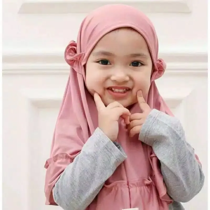 Wholesale 0-3 Years Old Solid Color Little Girl Children Hijab Child Baby Malaysia Turban Hat Instant Jersey Hijab Scarf for Kid