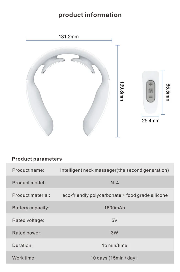 2021 Powerful Manual Head Wireless Health Heated Neck Shoulder Manual Neck Soft Shoulder Neck Massage Instrument Eck And Back