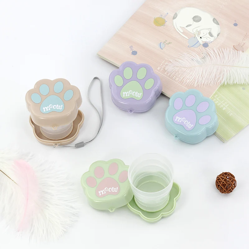 Оптовая продажа, Экологически чистая портативная пластиковая телескопическая чашка в форме кошачьей лапы