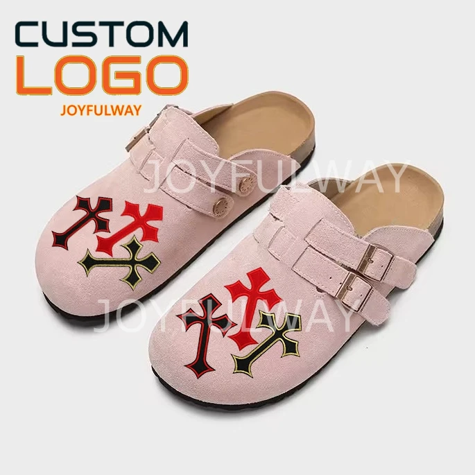 Low MOQ EVA And Cork Sole Leather Upper Sandals OEM Your Logo Brand Color Clog Shoes
