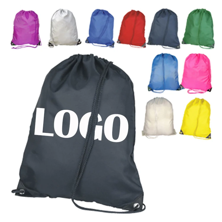 Custom Logo Wholesale Drawstring Cosmetic Bag Organizer Full Color Backpack Large Bag 210D Polyester Drawstring Bag