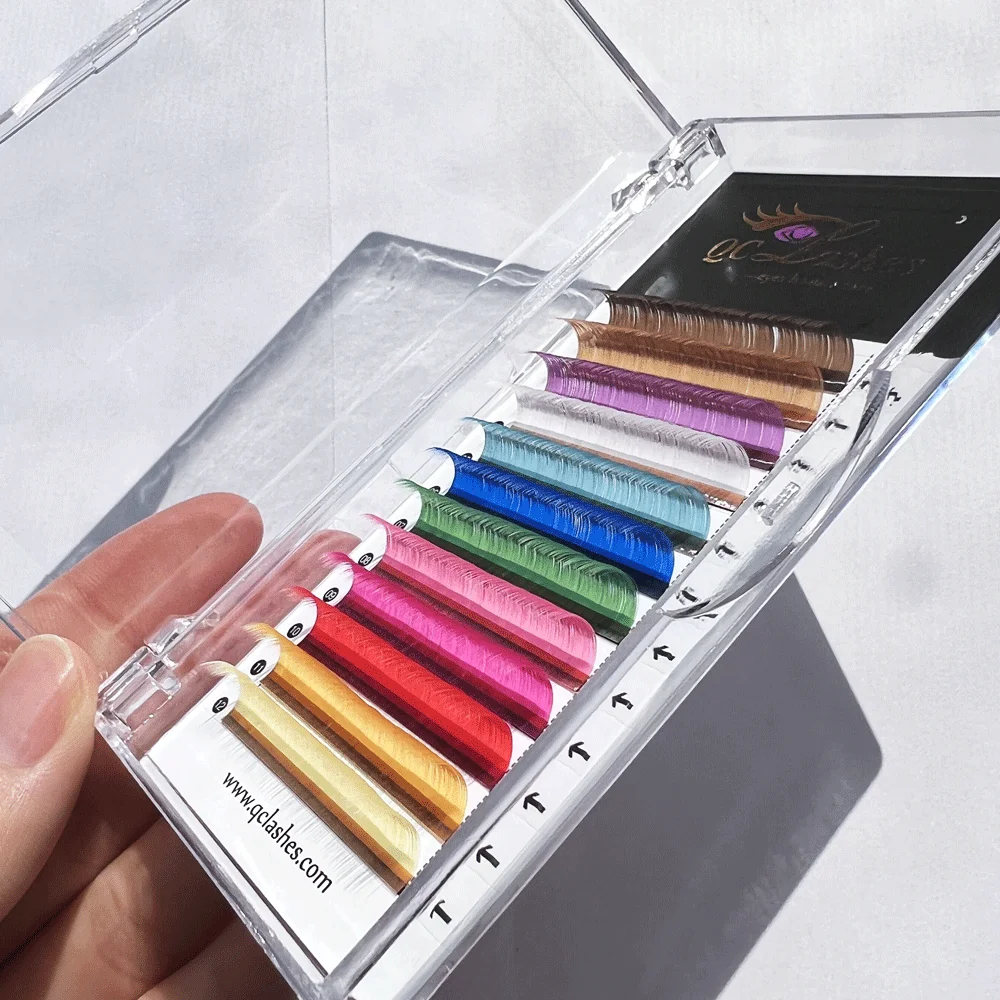 8-25mm Mix Natural Colored Eyelash Extension Pink Red Blue Purple Faux Mink Individual Eye Lash Russian cashmere Volume lashes