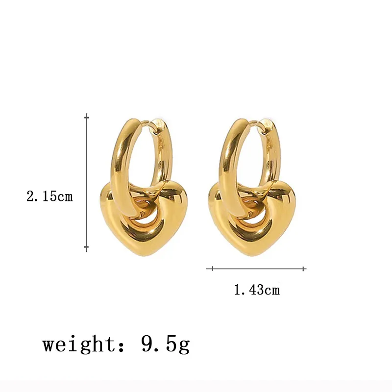 Women Jewelry Earrings Hollow Heart Ring Pendant Earrings Stainless Steel 14K Gold Pvd Plated Hoop Earrings