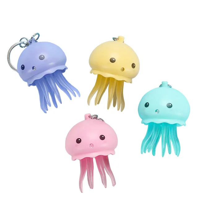 Cute Jellyfish Shaped Plastic Keychain LED Light and Sound Effect Aquarium Oceanarium Souvenir Gift