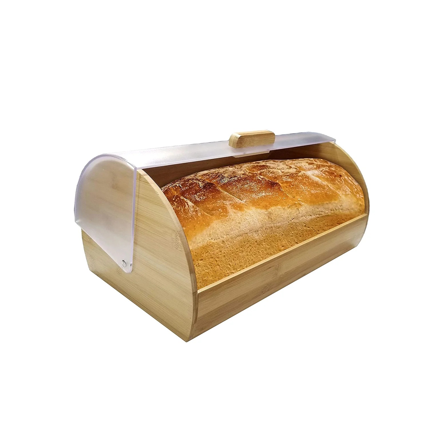 Modern Bamboo Bread Box Kitchen Bread Bin With Folding Lid  Wooden Food Storage Container For Kitchen and Canteen