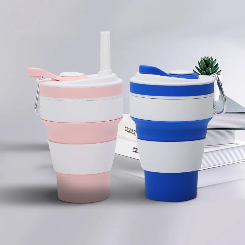 Wholesale Portable Collapsible Travel Coffee Cup Silicone 350ml Foldable Water Cups Outdoor Camping Travel Mug