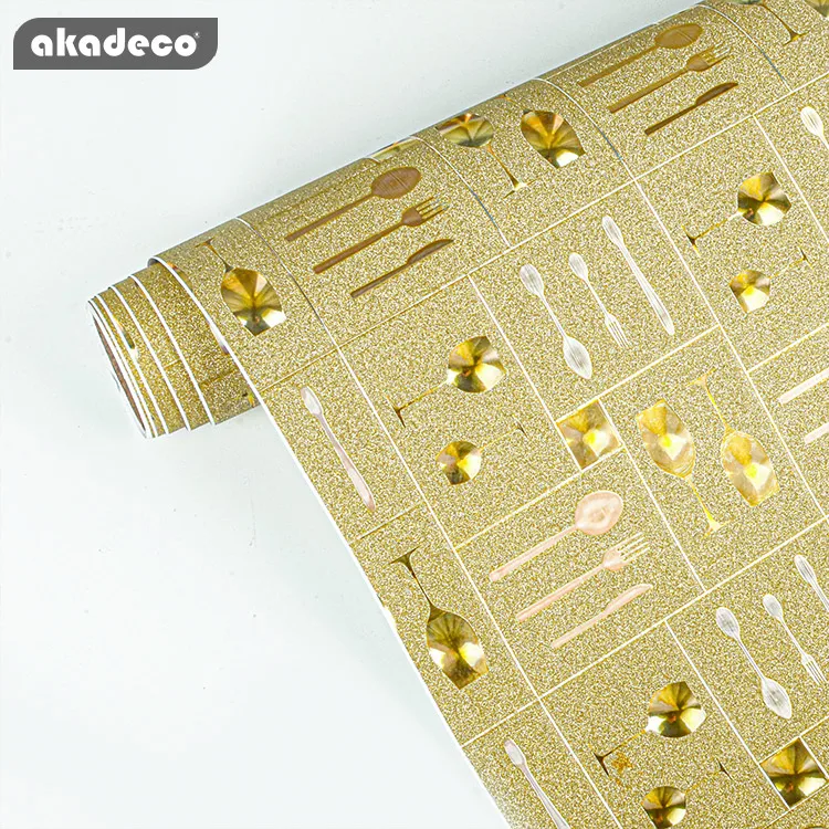 spoon design golden pvc glitter self adhesive film vinyl paper 3d effect decorative film