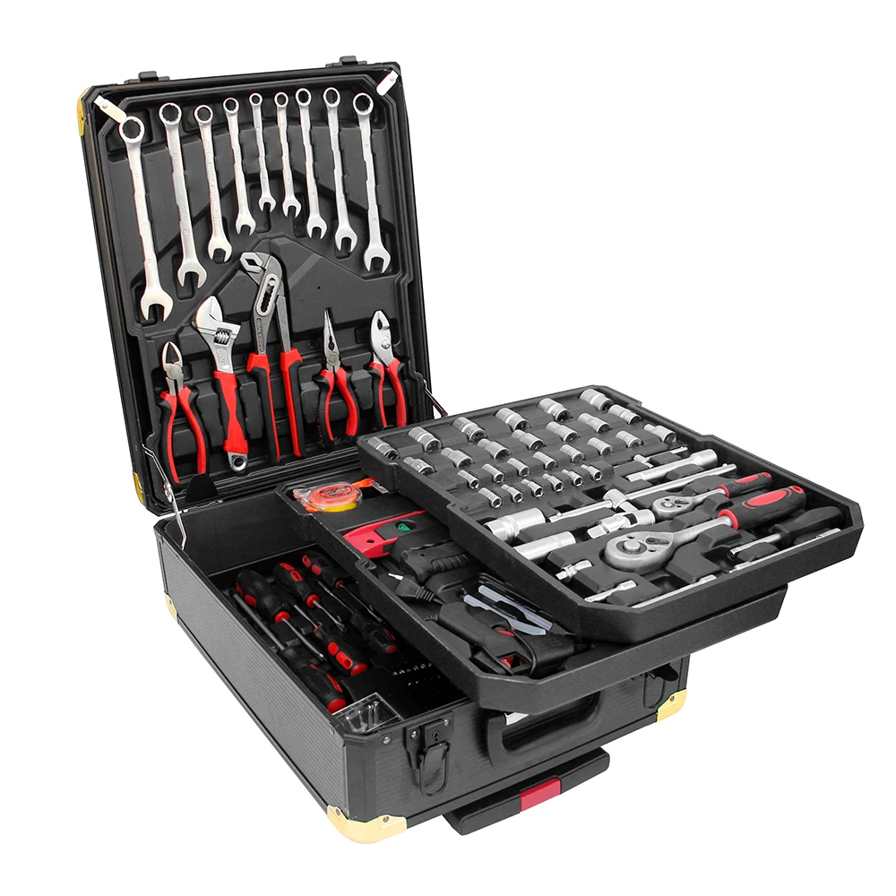 
186pcs Professional Tools Set with Strong Aluminum Suitcase 186 Pcs Hand Tool Set Auto Mechanic Workshop Tools Box Set 