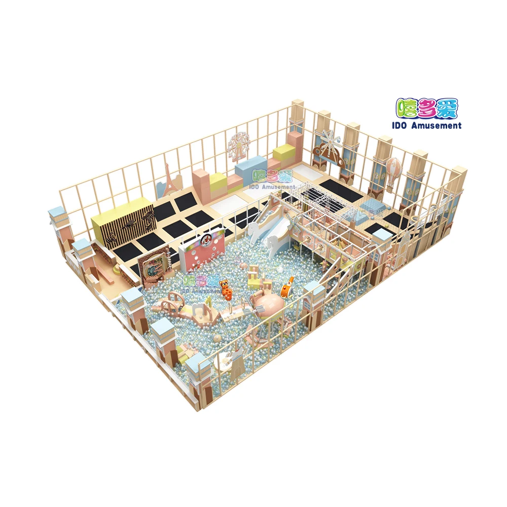 
Customized Sweet Candy Indoor Playground Dream Playhouse with Ball Pool and Ninja Course for Kids Children Trampoline Park 