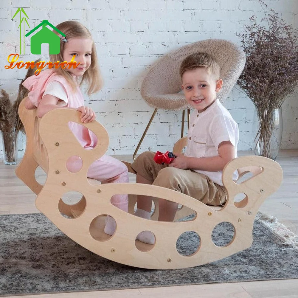 Wooden Rocking Chair Board multifunctional wooden piklers Arch Rocker Montessori Kids Toy arch rocker climbing arch for children