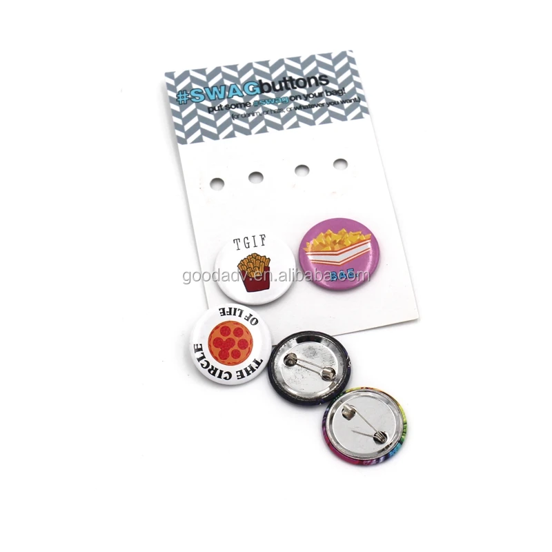 Пользовательские металлические pinback pin кнопки 44 мм нажимаемая Оловянная Кнопка значок клип