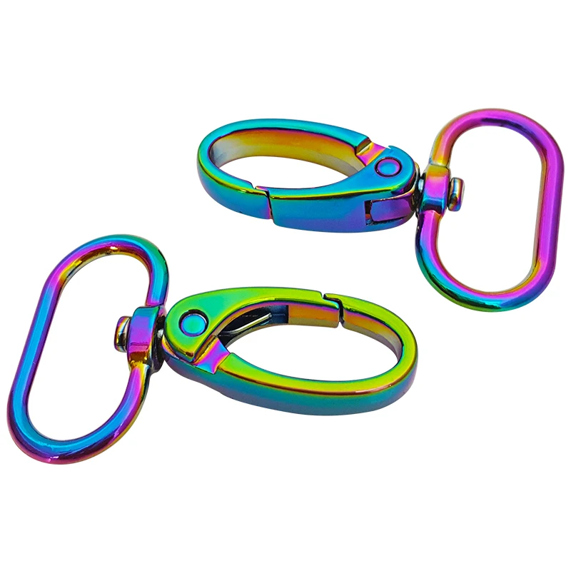 High Quality Rainbow Swivel Hook Key Ring Custom Metal Pet Buckle Spring Snap Hook O Ring Clip For Bag