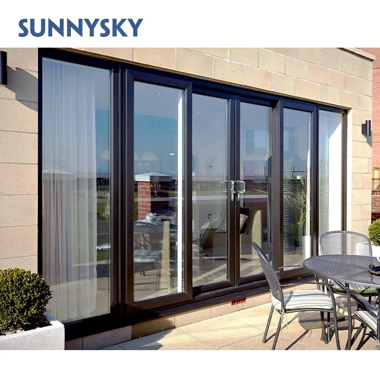 Sunnysky Современный Дизайн 96x80 раздвижные двери для патио стеклянные бескаркасные алюминиевые