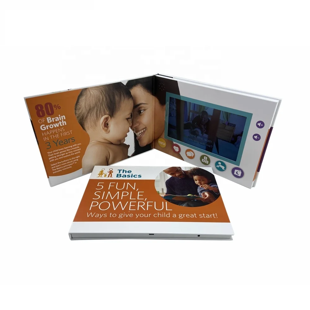 7insh A5 touch screen lcd  customized video brochure for wedding decoration