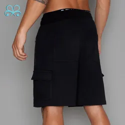 Best sale gym fitness black cargo shorts for man