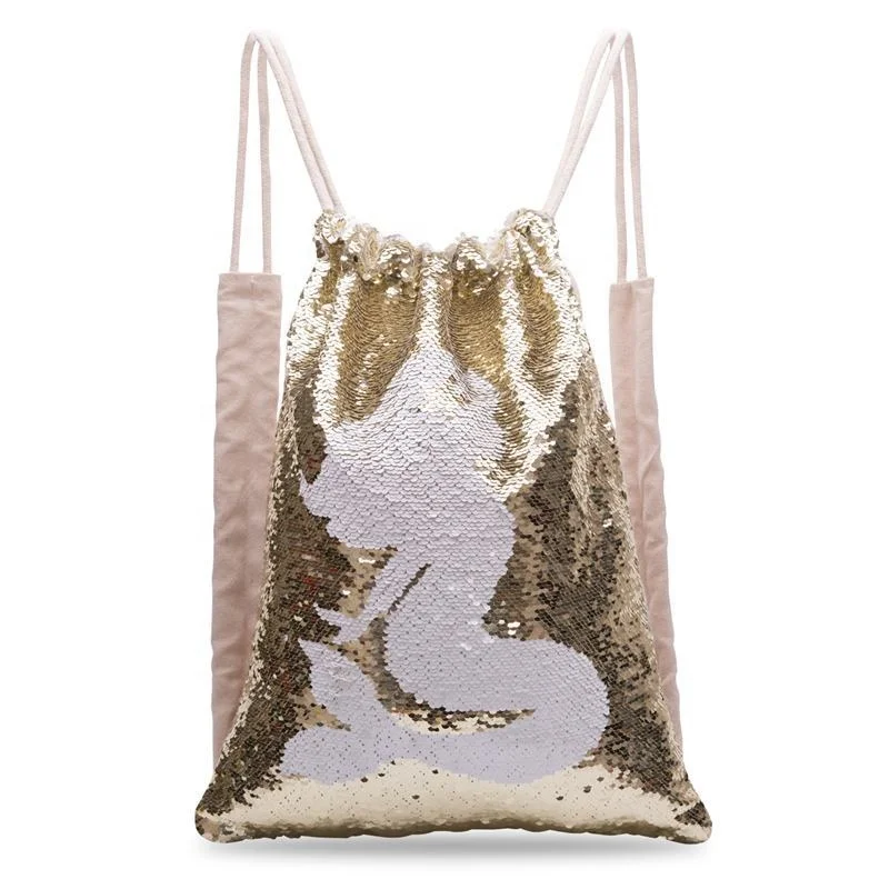 cartoon girl sequin bag Reversible drawstring bag Two-Tone Magic Sequin backpack Flip Sequin Initial Backpack