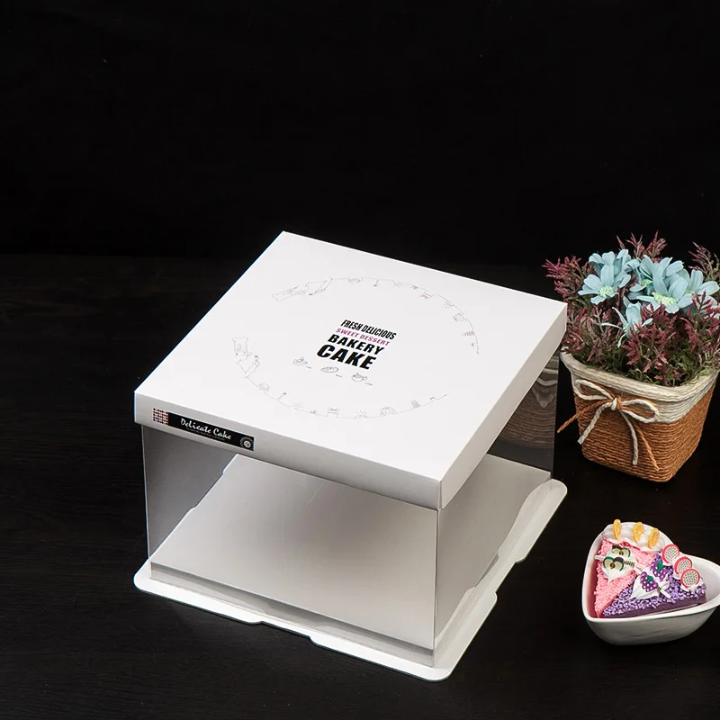 4 - 16 Inches Large PET Gift Box With Personalized LOGO Cover High-rise Baking Cake Display Boxes