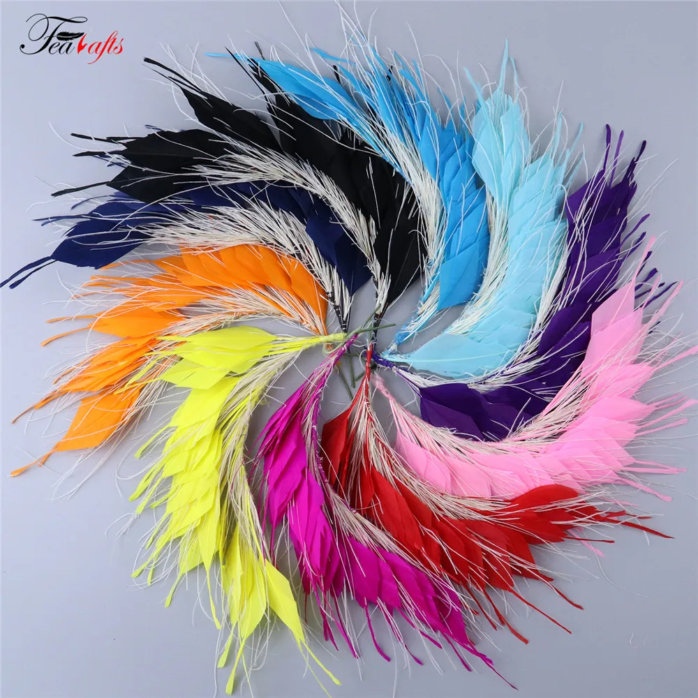 Handmade Hat Decorative Plumes Tassel Peacock Goose Feather Flowers for Costumes Crafts Accessories