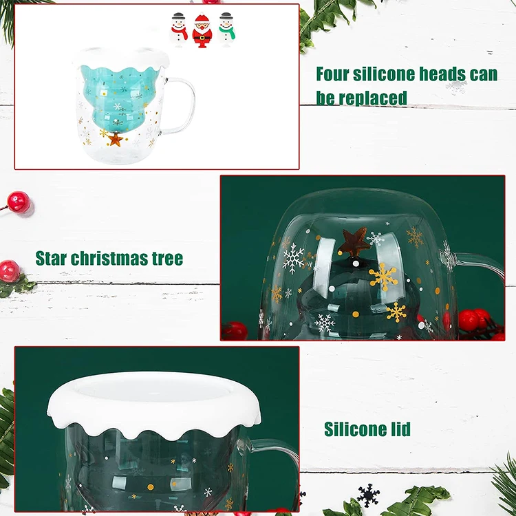 250ml christmas tree cup heat-resistant double glass star wishing cup drinking glass cup