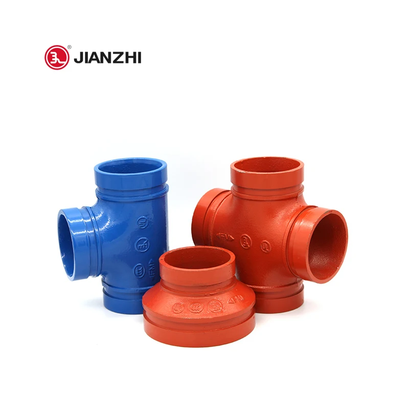 Jianzhi FM   Fire Fighting Ductile Iron Grooved Pipe Fittings Rigid Coupling Pipe Grooved Fittings