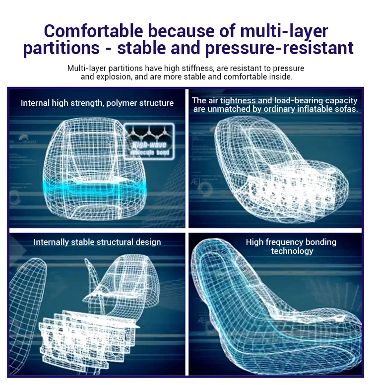 Foldable lazy air sofa with footrest portable inflatable sofa chair for living room home furniture