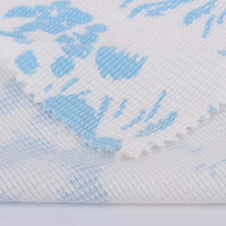 
Customized Spring Summer White Fashion Elasticity Waffle Modal Spandex Printed Fabric For Garment 