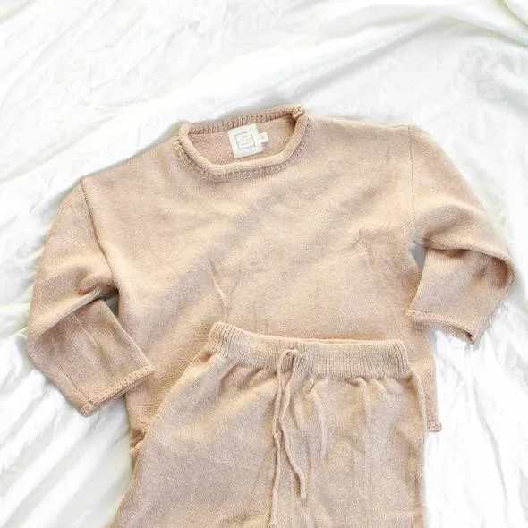 Toddler Sweat Suit Long Sleeve Crew Neck Pullover Straight Fit Pants Suit  knitwear sets 2 piece winter sweater pants set kids