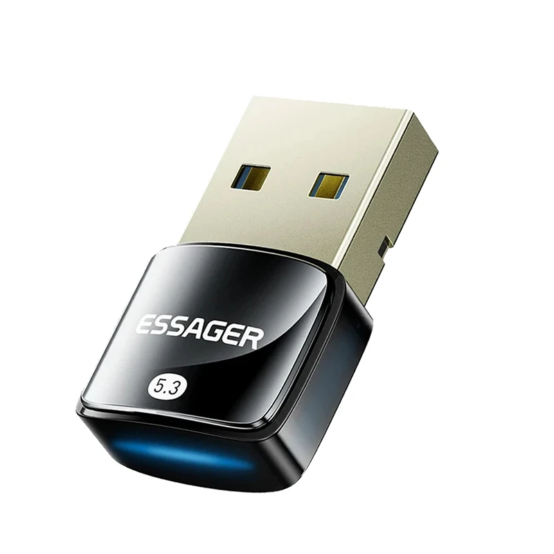 Esager USB Blue-tooth 5.3 Dongle Adapter for PC Laptop Speaker Wireless Mouse Earphone Keyboard Music Audio Receiver Transmitter