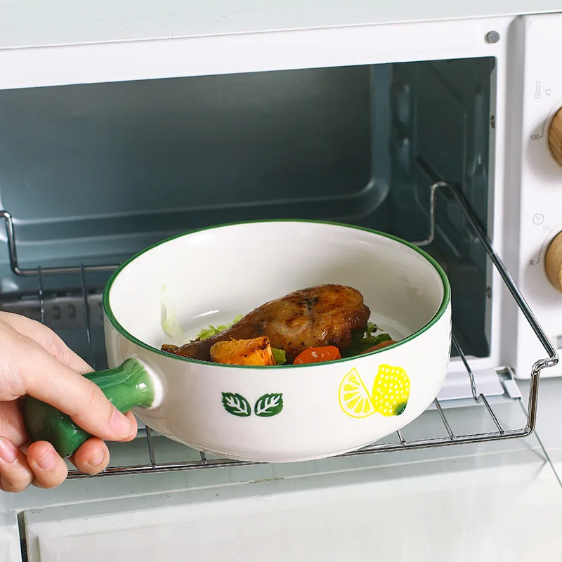 Nordic lovely ceramic plate with handle strawberry porcelain bowl children soup plate