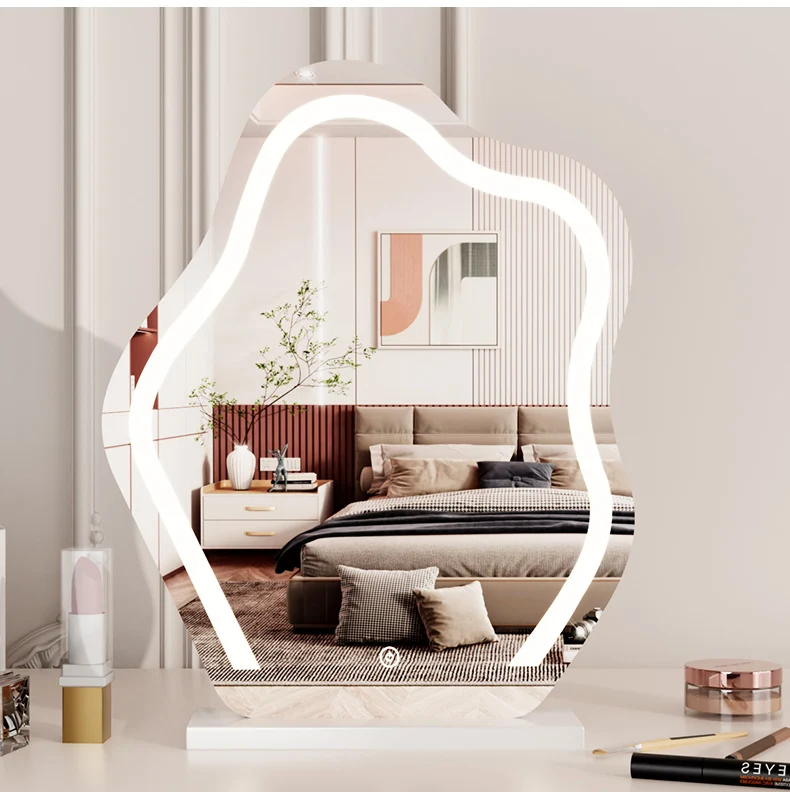 Hot sale on Irregular anti rust asymmetry Vanity LED mirror Modern design wall mounted mirror Resort Hotel Use Anti-fog
