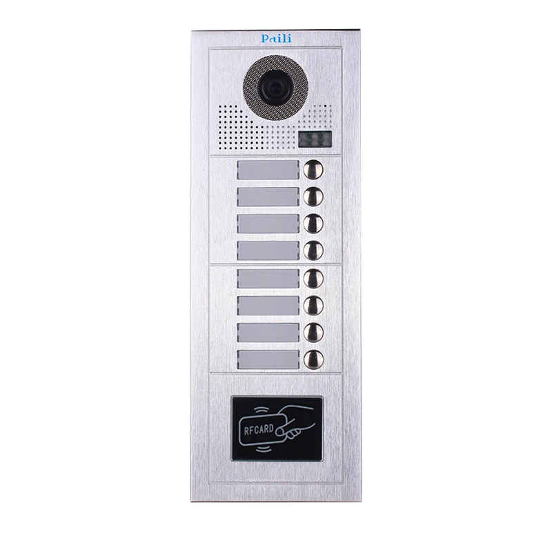 2 wire 7 inch multi apartments video intercoms with 8 buttons for 8 family video door phone  apartment building