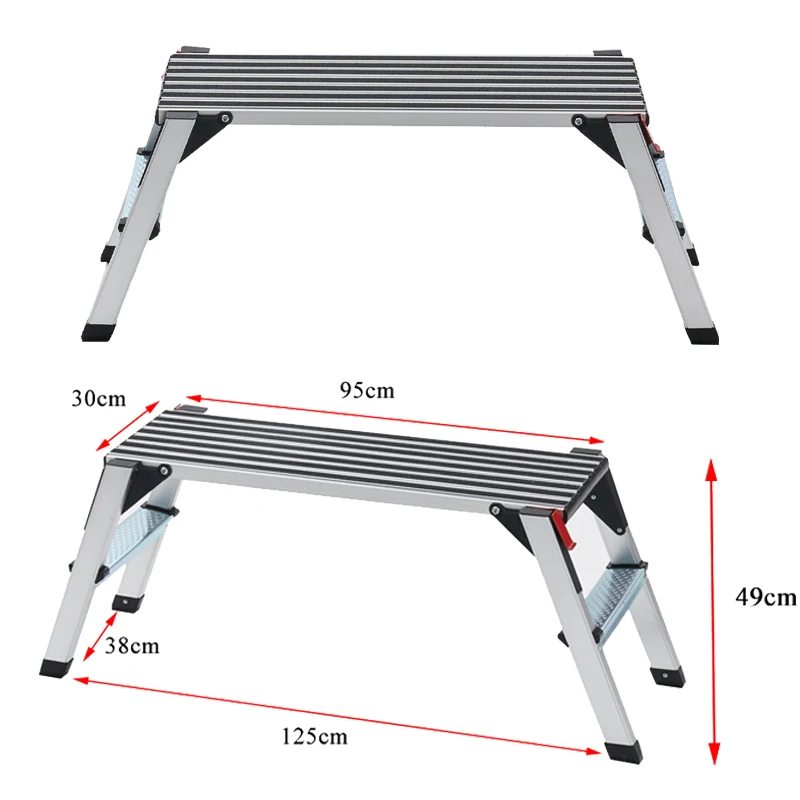 Multipurpose aluminum car washing hinge ladder folding anti-skid telescopic platform ladder