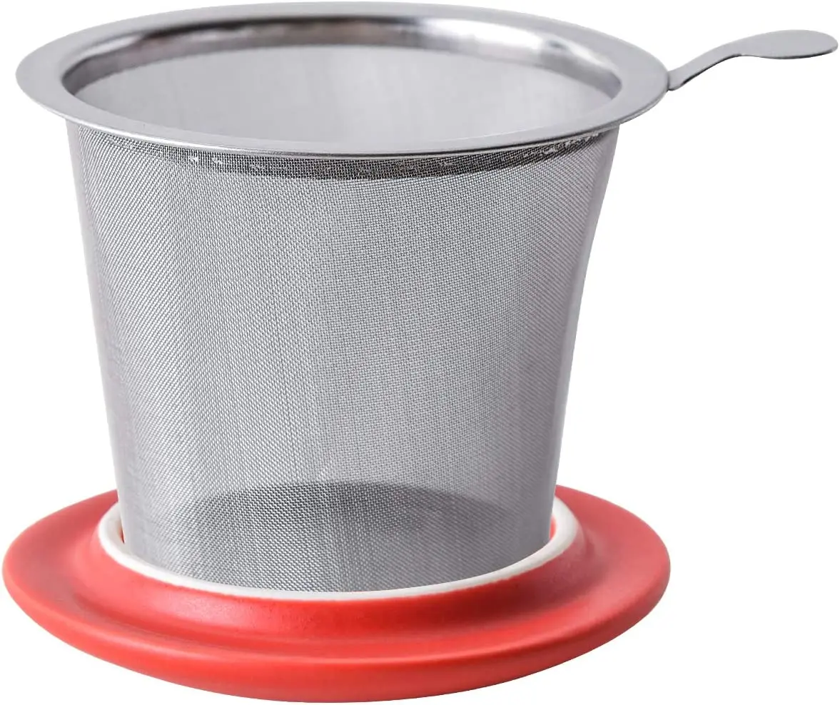 12 oz Matte Blue Ceramic Teacup with Infuser and Lid Glass Mug for Coffee and Tea Steeping Custom Logo Packaged in Gift Box