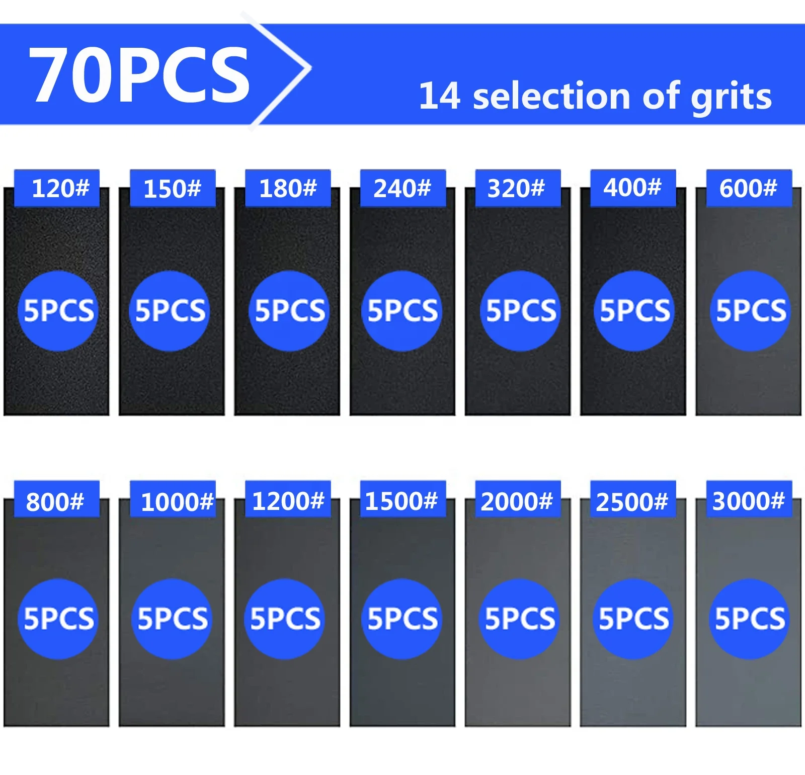 SUGETOOLS wholesale price 70pcs mirka hook and loop car headlight sand paper sheet for wood 120 to 3000 grit