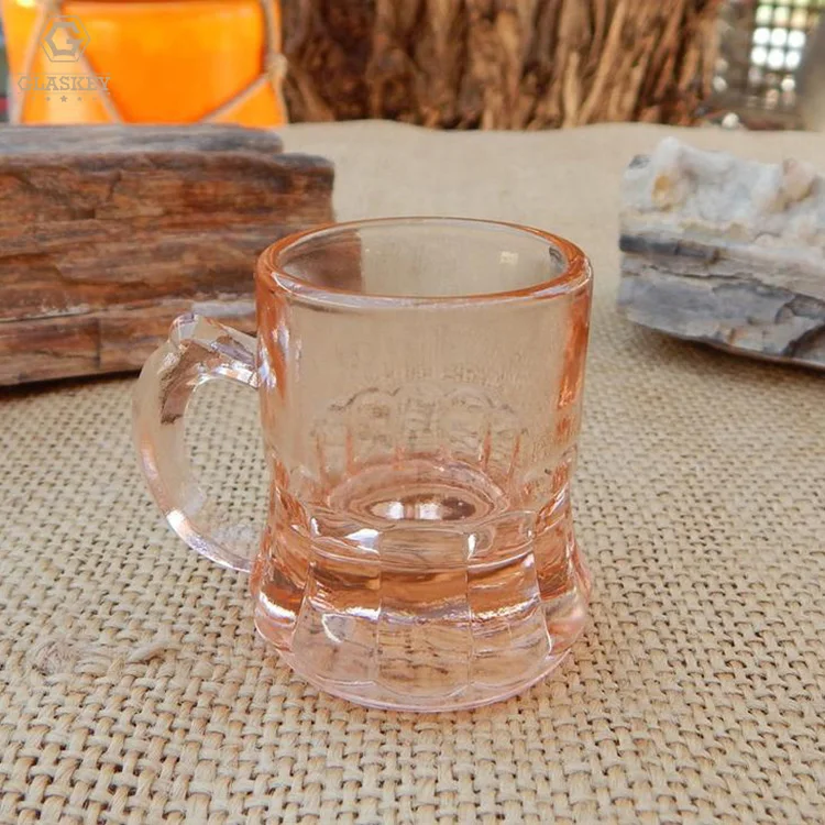 Mini Beer Mug Steins Glass Custom Logo Beer Short Cup Colored Shot Glasses With Handle