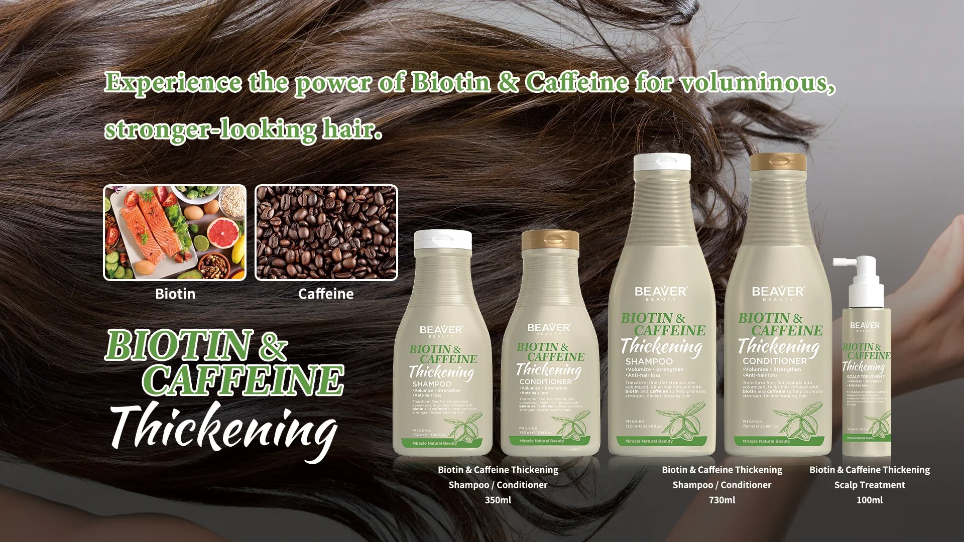 OEM Biotin Caffeine Hair Growth Shampoo And Conditioner Set  for Thickening Anti Hair Loss