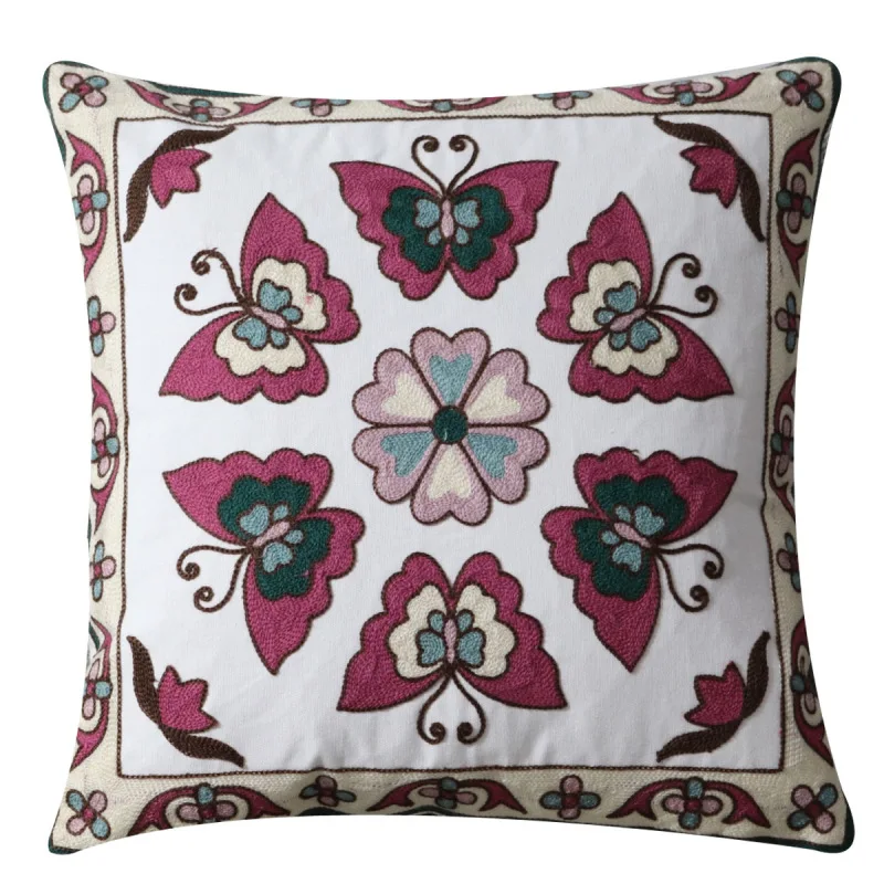 Wholesale Vintage Style Luxury Tapestry Embroidered Cushion Cover Sofa Throw Pillow Case Indian Suzani throw Hippie Bohemian