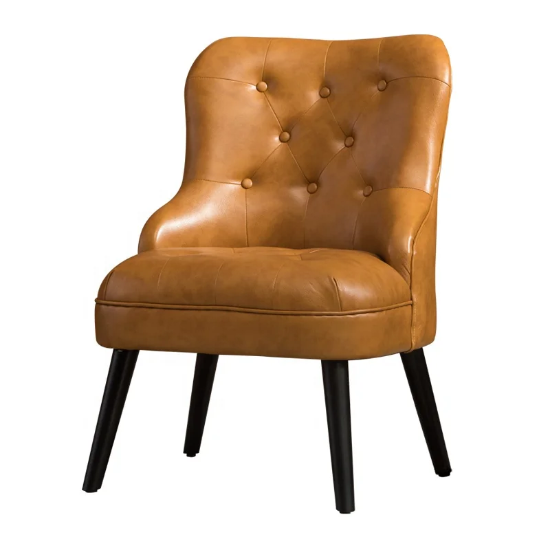 Современный американский Стиль искусственная кожа Стеганный Акцент стул мебель минималистичный деревянный подлокотник стул