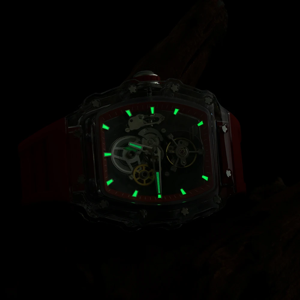Men watch Chinese Movement Wrist Watch with Transparent ABS Case Automatic Mechanical movement