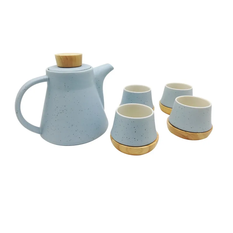 Arabic Coffee Pot with Cup Set Stainless Steel Teapot Wood Coaster Tea Cup Nordic Afternoon Tea Sets Ceramic Tea Set Gift Box