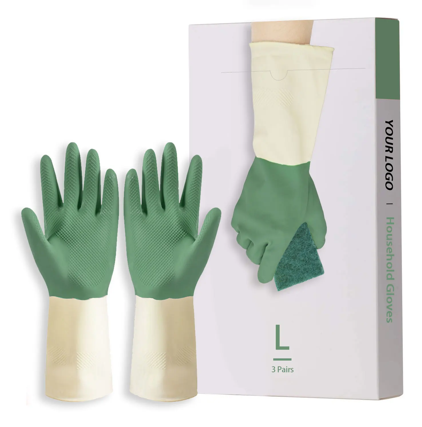 Теплые водонепроницаемые резиновые перчатки для мытья посуды