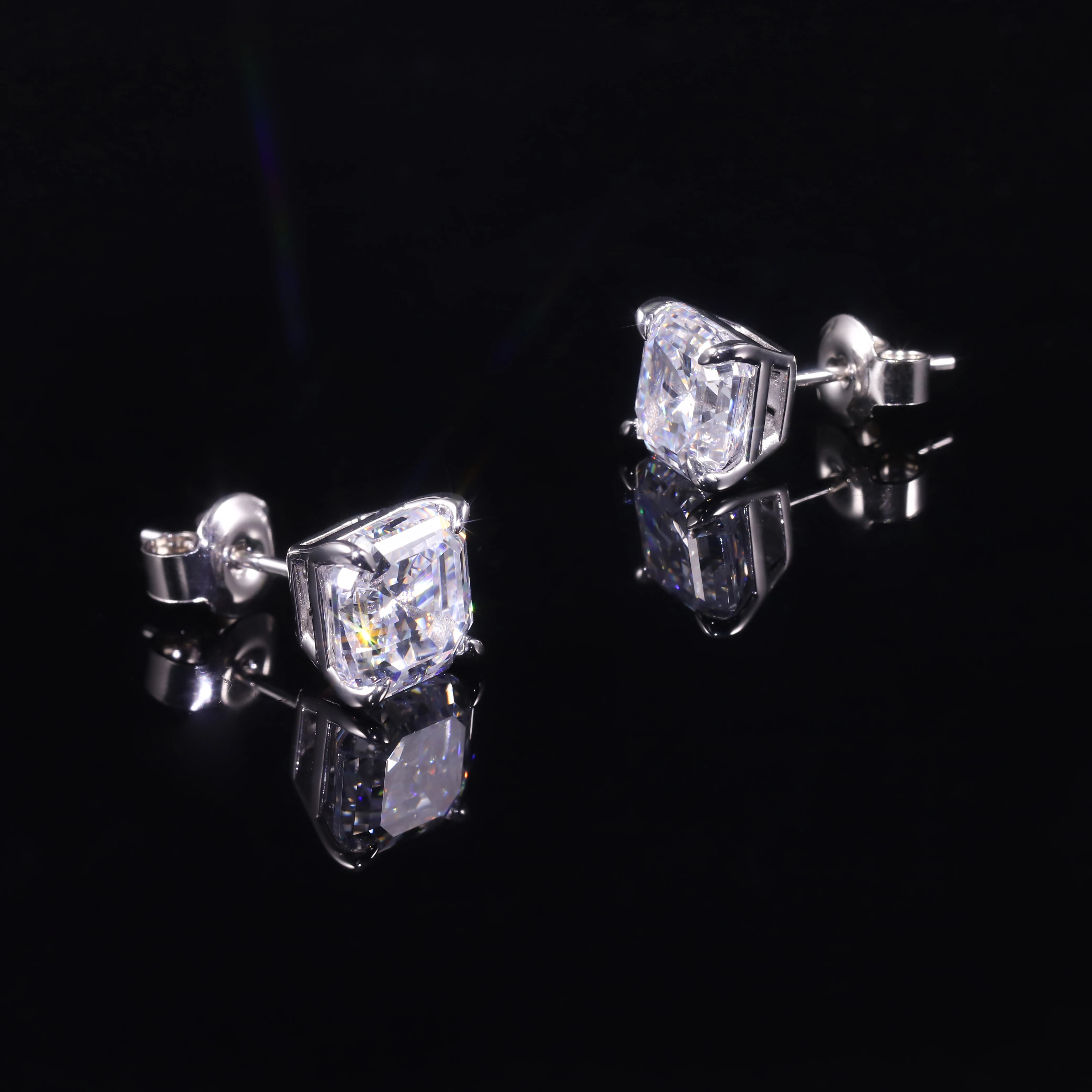 Abiding Jewelry Wholesale IGI Certified Diamond Stud Custom 9K 10K 14K 18K Solid Gold 2ct Lab Grown Asscher Cut Diamond Earrings