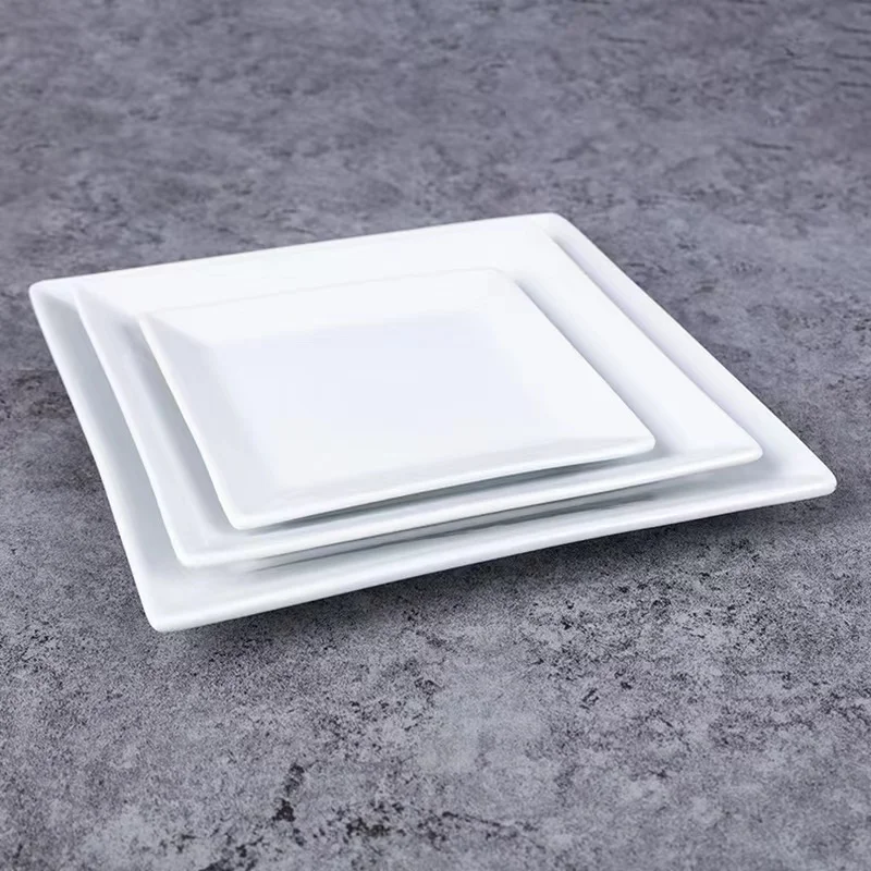 6 8 9.75 Inch Ceramic Square Plate Ceramic Dinner Tableware Plate Dish Porcelain Dessert Dinnerware Cake Plate