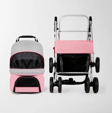 Wholesale customized folding luxury 4 wheels dual cheap small cat dog pet cart stroller